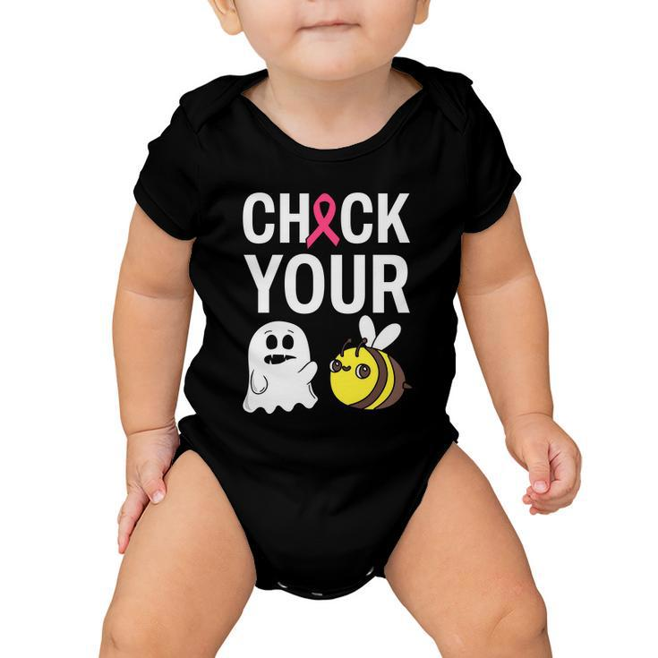 Check Your Boo Bees Breast Cancer Squad Breast Cancer Awareness Baby Onesie