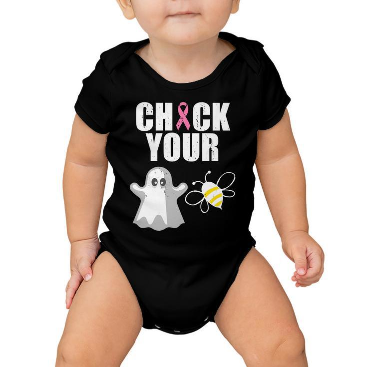Check Your Boobies Breast Cancer Halloween Tshirt Baby Onesie