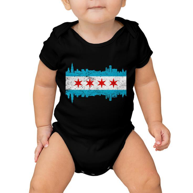 Chicago City Skyline Flag Vintage Baby Onesie
