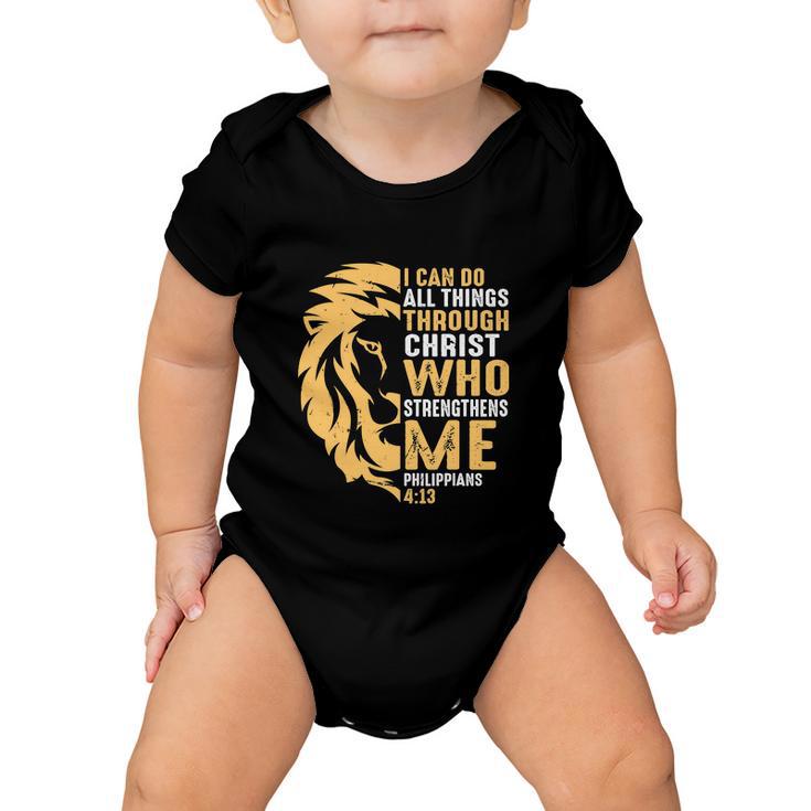 Christian I Can Do All Things Through Christ Lion Faith Baby Onesie