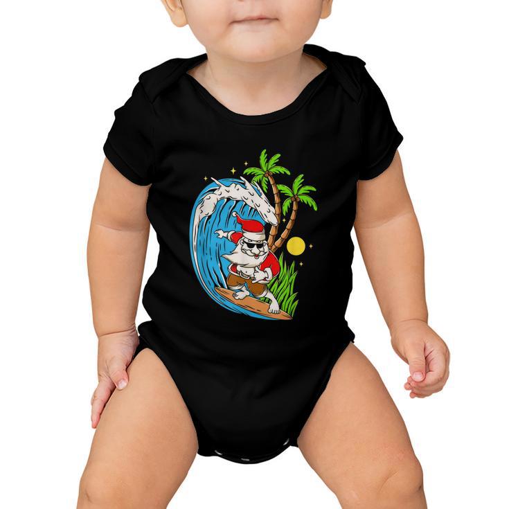 Christmas Im July | Summer Santa Claus Beach Hawaii Surf Baby Onesie