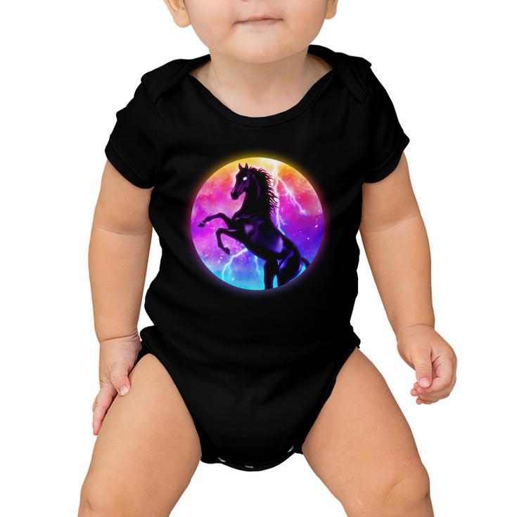 Colorful Retro 80S Eighties Lightning Galaxy Horse Baby Onesie