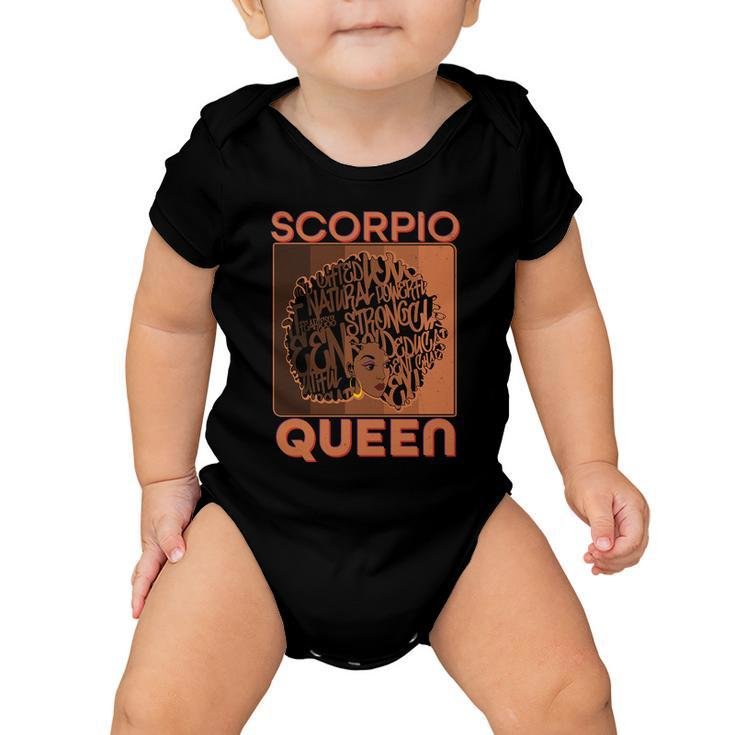 Cool Retro Scorpio Queen Afro Woman Baby Onesie
