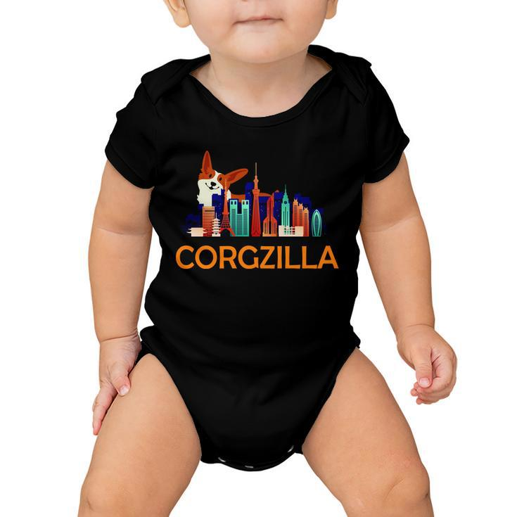 Corgzilla Funny Corgi Dog Baby Onesie