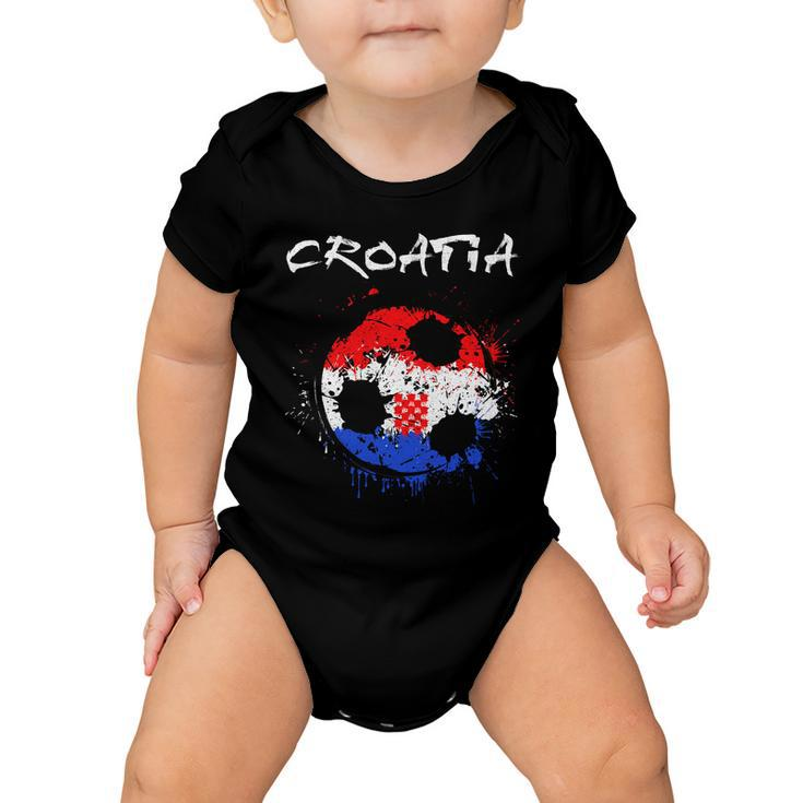 Croatia Soccer Ball Flag Baby Onesie