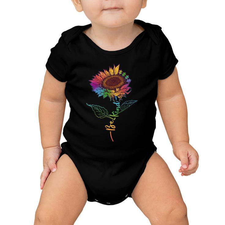 Cute Colorful Be Kind Rainbow Sunflower Puzzle Pieces Baby Onesie