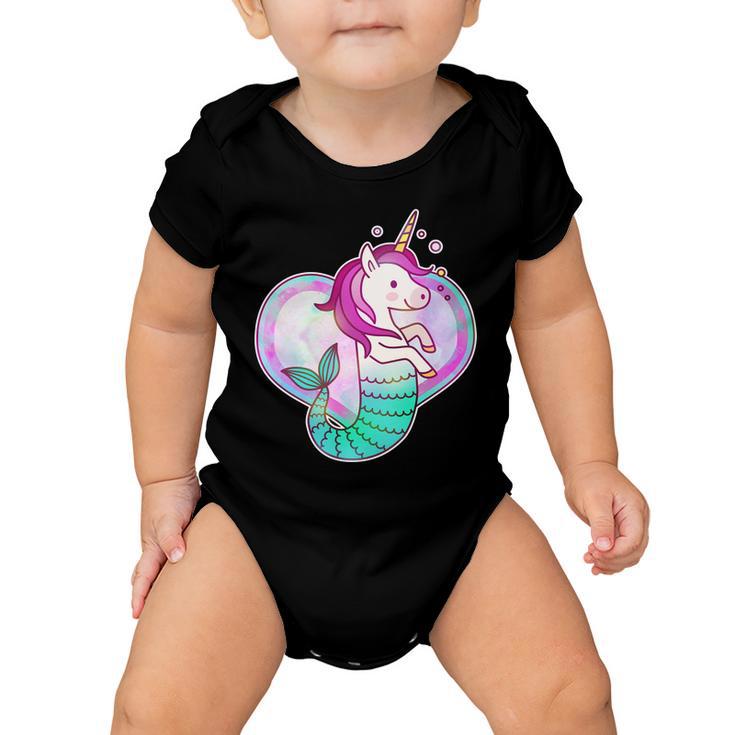 Cute Unicorn Mermaid Heart Baby Onesie