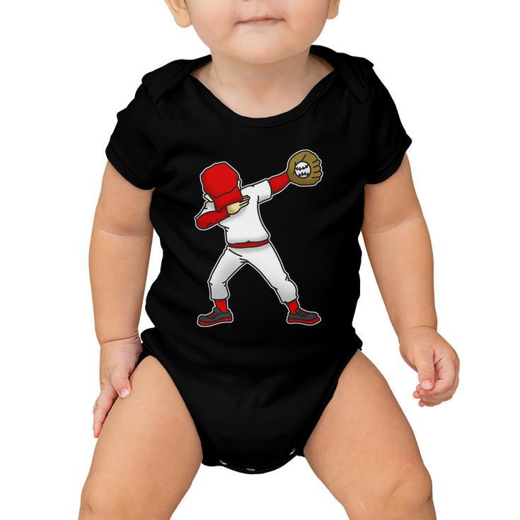 Dabbing Baseball Player Baby Onesie