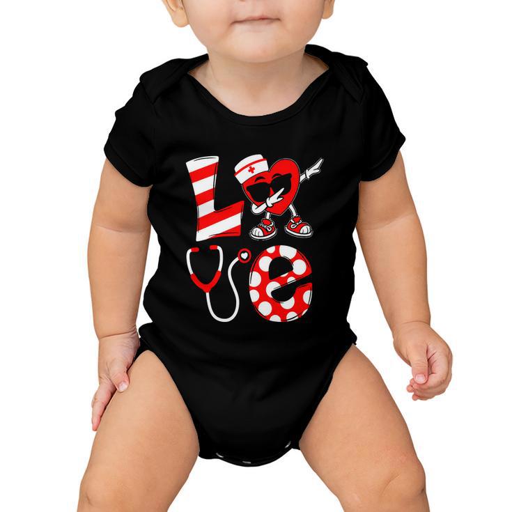 Dabbing Heart With Nurse Hat Funny Valentine Day Baby Onesie