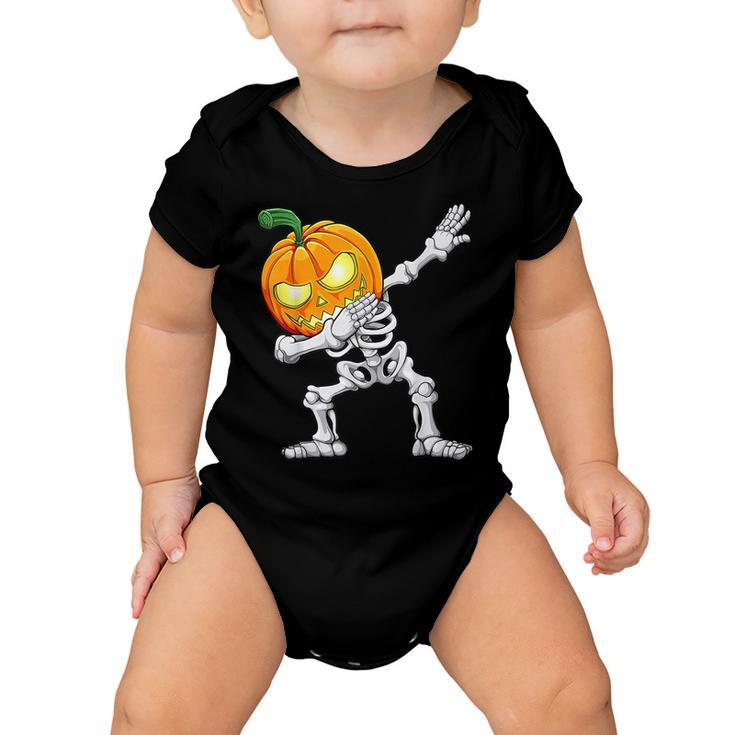 Dabbing Skeleton Scary Pumpkin Jack O Lantern Halloween Boys  Baby Onesie