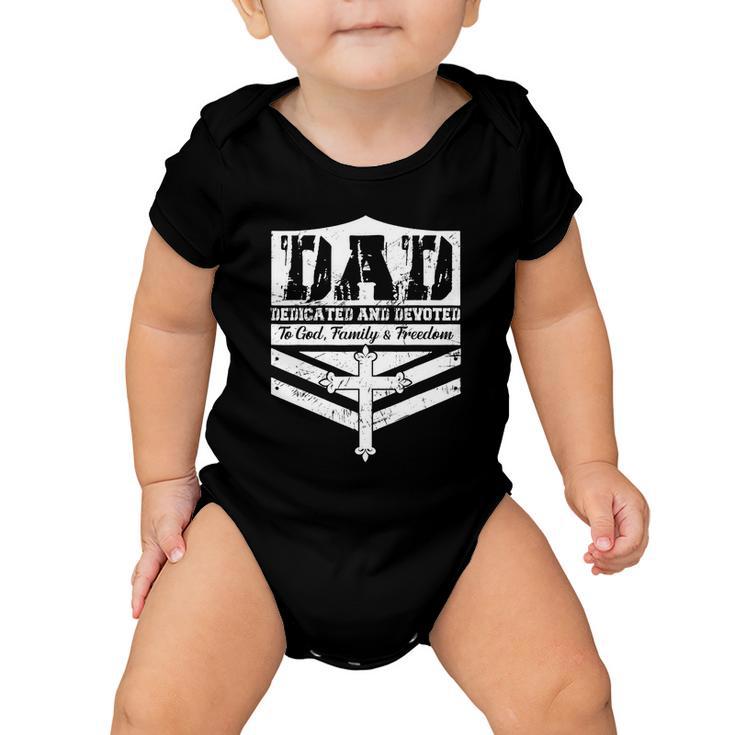 Dad Dedicated And Devoted To God Family & Freedom Baby Onesie