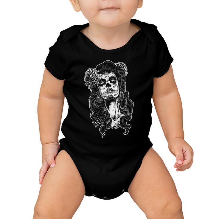 Day Of The Dead Beauty Skeleton Tshirt Baby Onesie