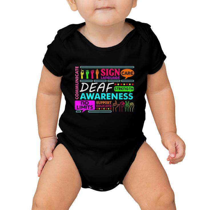 Deaf Awareness Sign Deafness Hearing Loss Warrior Tshirt Baby Onesie