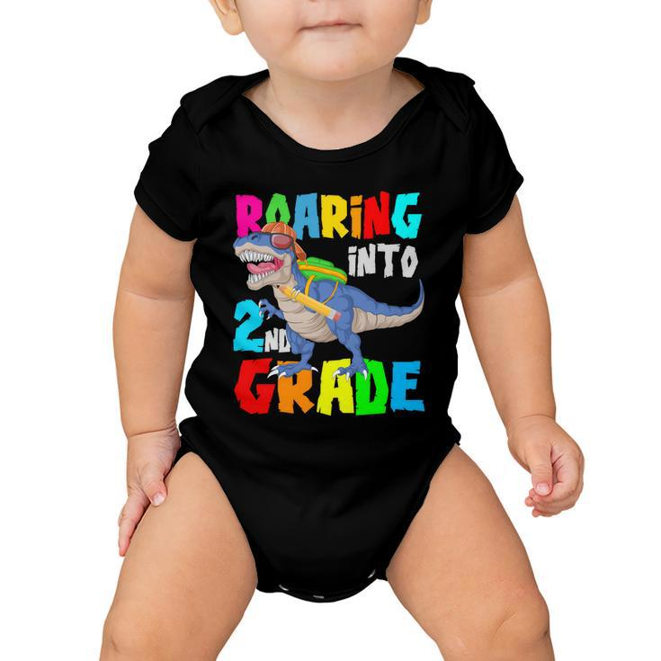 Dinosaur Roaring Into 2Nd Grade Baby Onesie