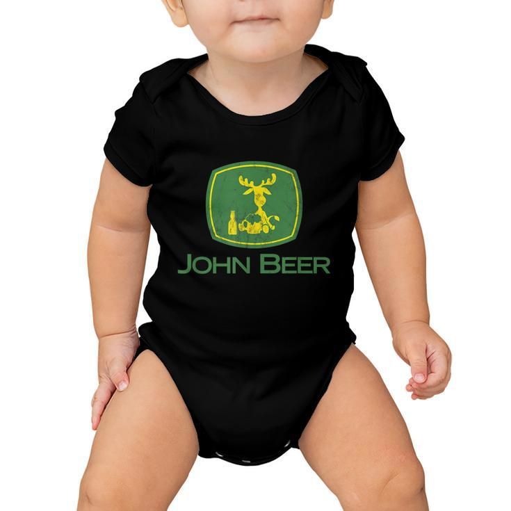 Distressed S Funny Tractor John Beer Deer Farmer Tshirt Baby Onesie