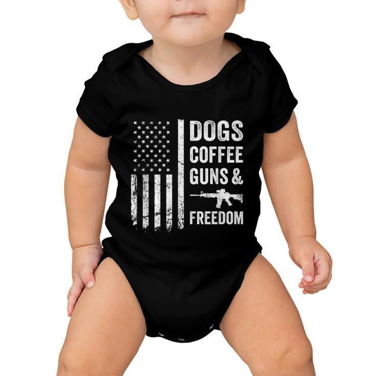 Dogs Coffee Guns & Freedom Funny Pro Gun American Flag Baby Onesie