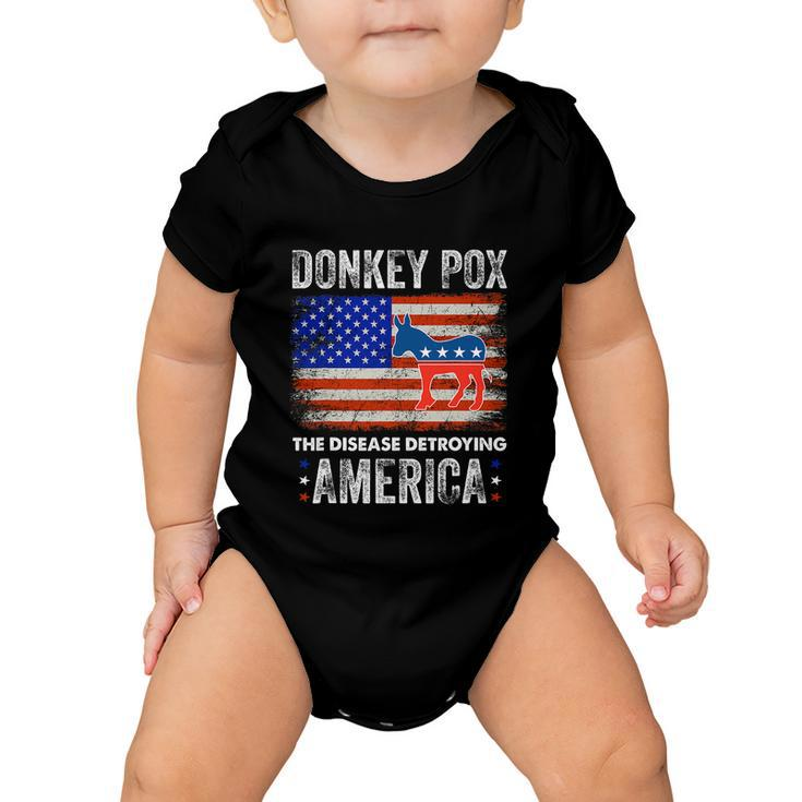 Donkey Pox The Disease Destroying America Usa Flag Funny Anti Biden Baby Onesie