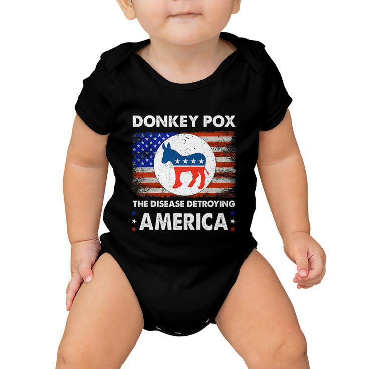 Donkey Pox The Disease Destroying America Usa Flag Funny Baby Onesie
