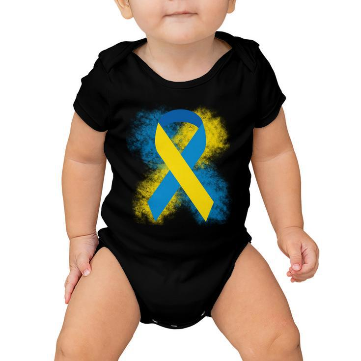 Down Syndrome Awareness Blue & Yellow Ribbon Baby Onesie