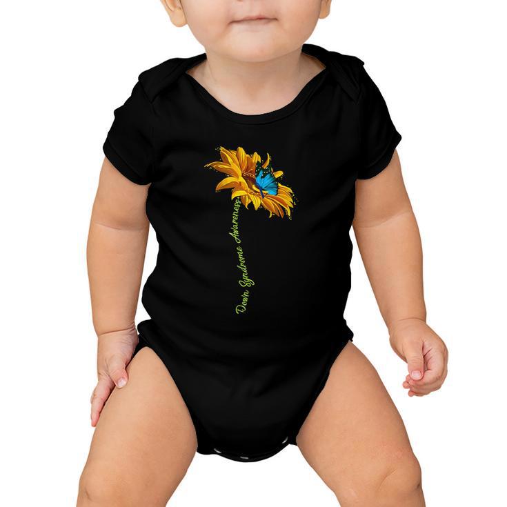 Down Syndrome Awareness Butterfly Sunflower Tshirt Baby Onesie