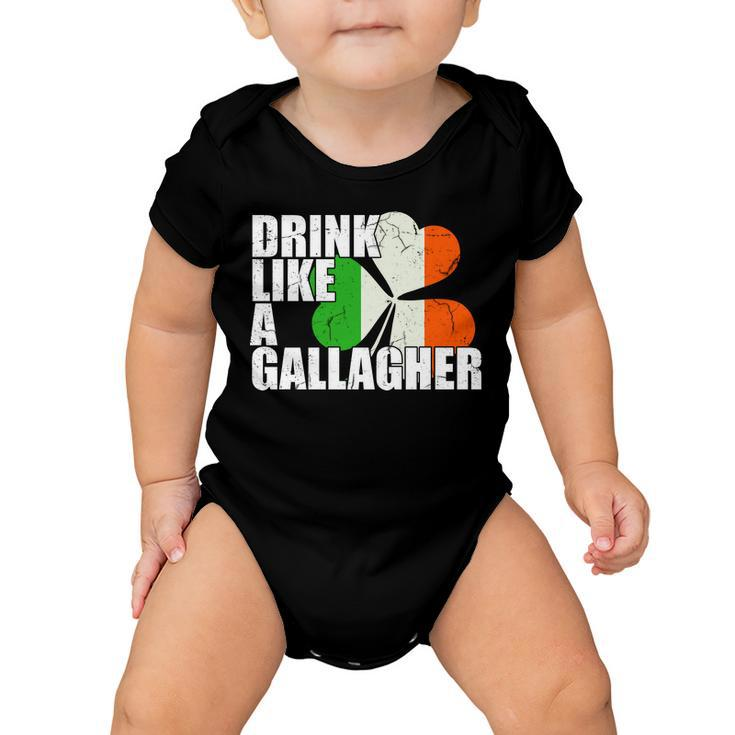 Drink Like A Gallagher Irish Clover Tshirt Baby Onesie