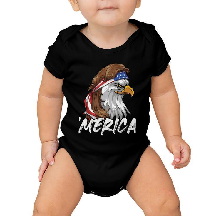 Eagle Mullet Merica 4Th Of July Usa American Flag Patriotic Great Gift Baby Onesie