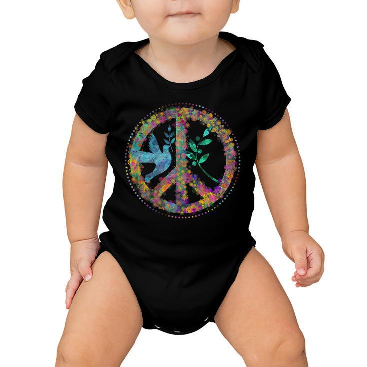 Earth Watercolor Peace Sign Baby Onesie