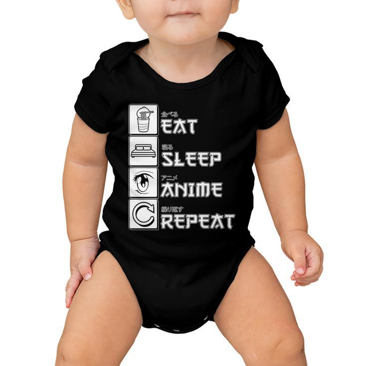 Eat Sleep Anime Repeat Tshirt Baby Onesie