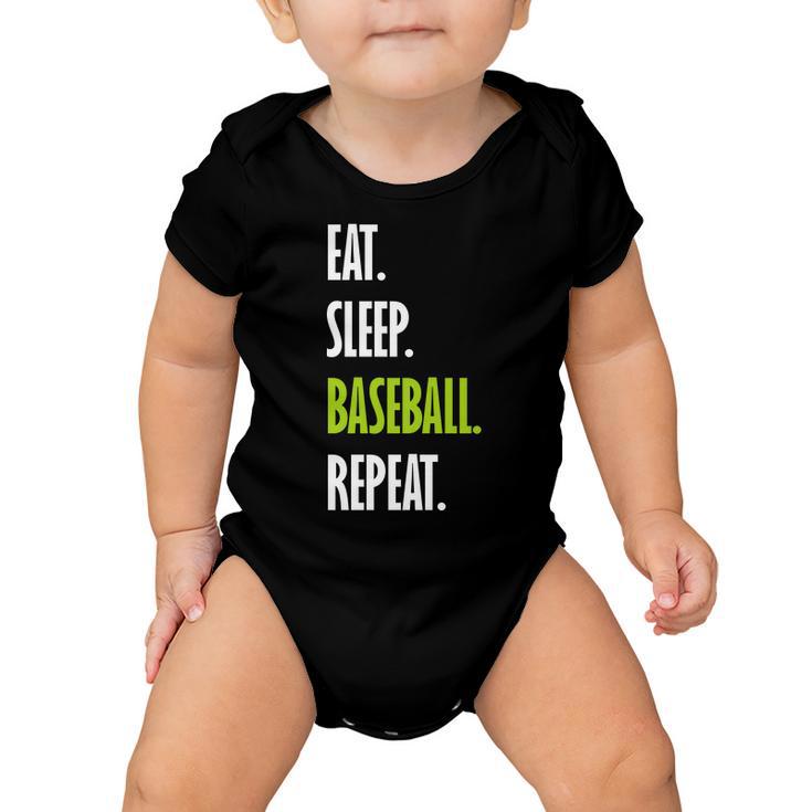 Eat Sleep Baseball Repeat V2 Baby Onesie