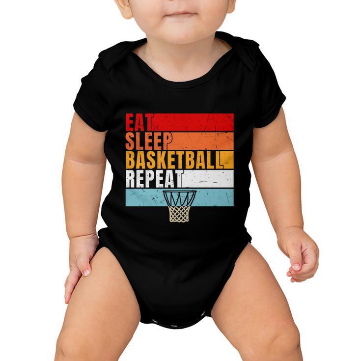 Eat Sleep Basketball Repeat Vintage Basketball Player Basketball Hoop Baby Onesie