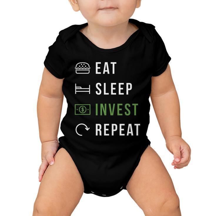 Eat Sleep Invest Repeat V2 Baby Onesie