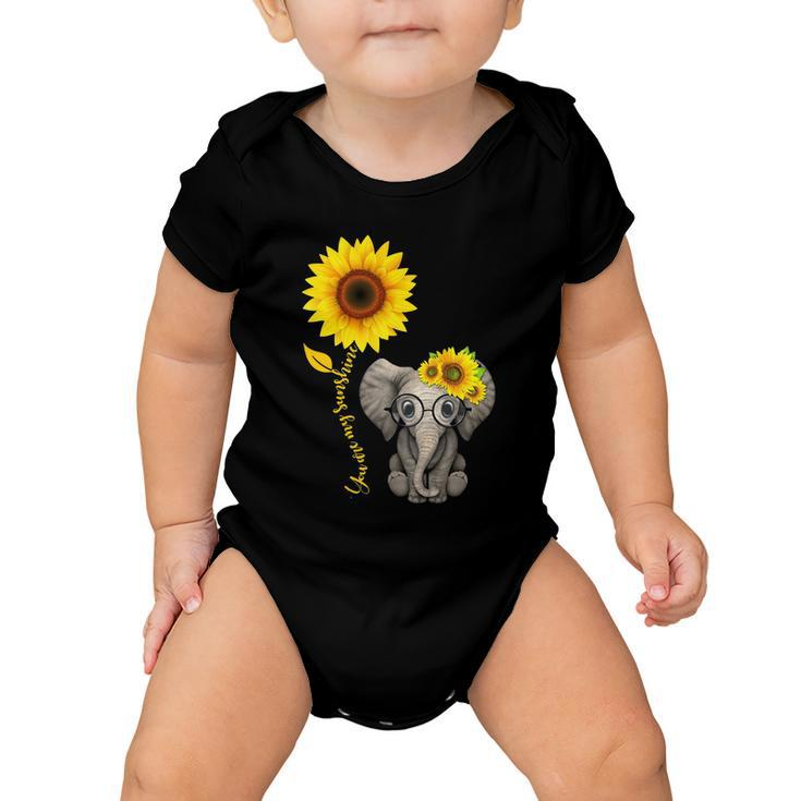 Elephant Sunflower You Are My Sunshine V2 Baby Onesie