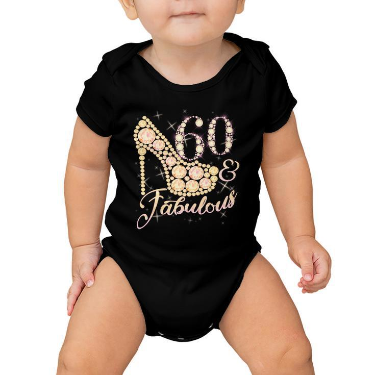Fabulous & 60 Sparkly Heel 60Th Birthday Baby Onesie