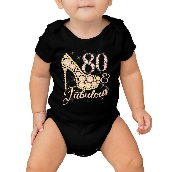 Fabulous & 80 Sparkly Heel 80Th Birthday Tshirt Baby Onesie