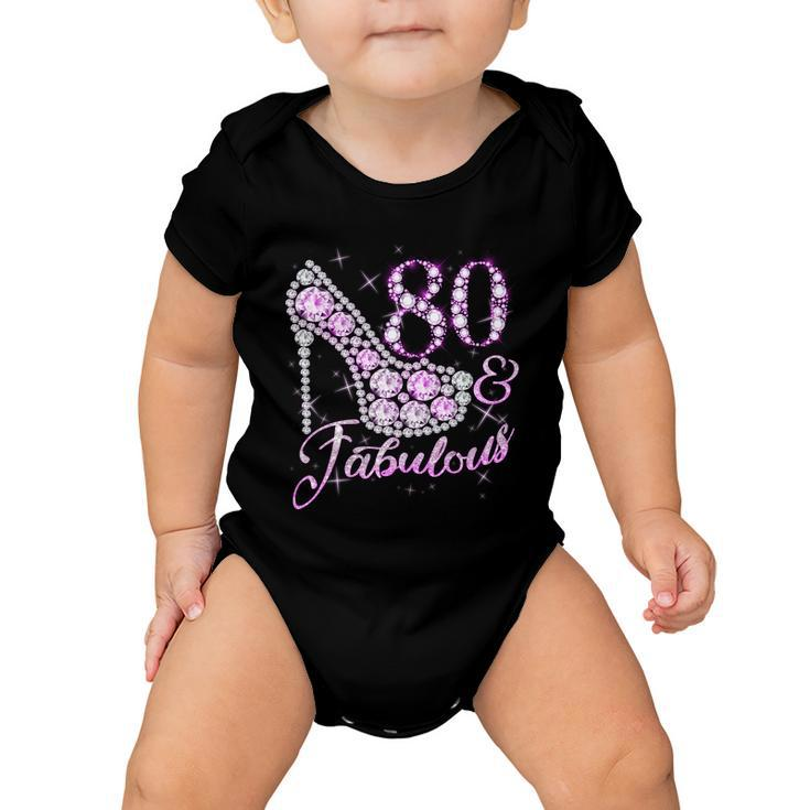 Fabulous & 80 Sparkly Shiny Heel 80Th Birthday Tshirt Baby Onesie