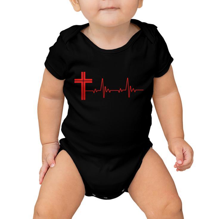 Faith Cross Heartbeat Pulse Tshirt V2 Baby Onesie