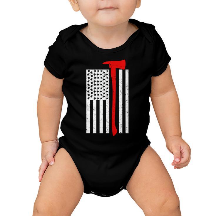 Firefighter Axe American Flag Baby Onesie