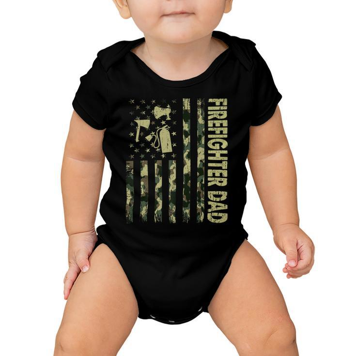 Firefighter Usa Flag Camouflage Firefighter Dad Patriotic Fathers Day Baby Onesie