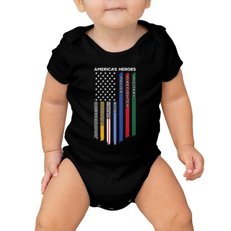 First Responders Police Military Firefighter Nurse Back Tshirt Baby Onesie