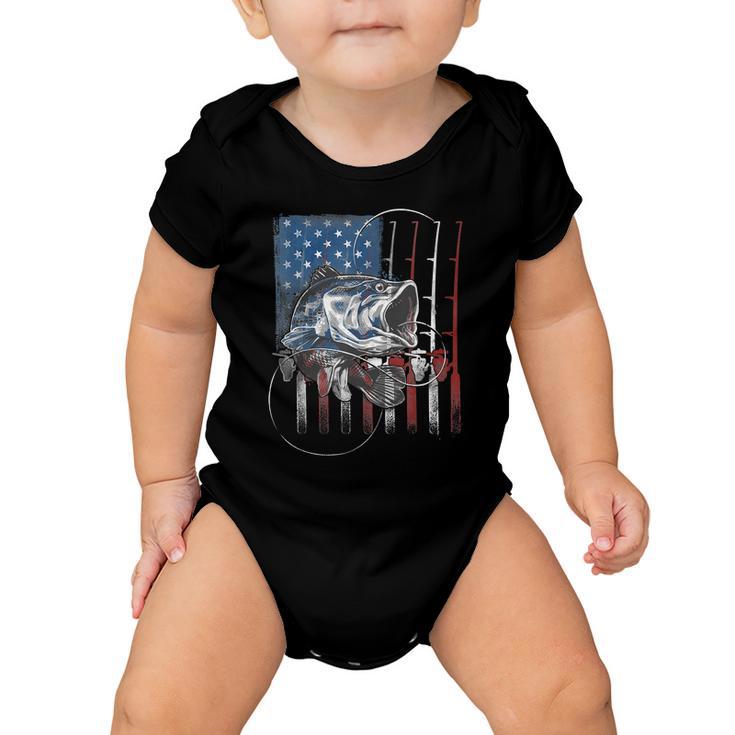 Fishing American Flag Vintage Usa Bass Fisherman Tshirt Baby Onesie