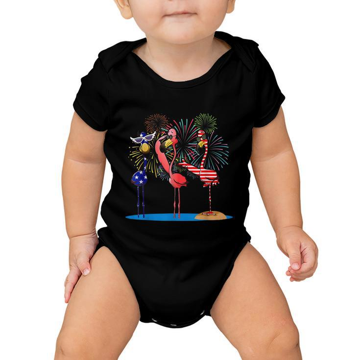 Flamingo 4Th Of July American Flag Flamingo Independence Baby Onesie