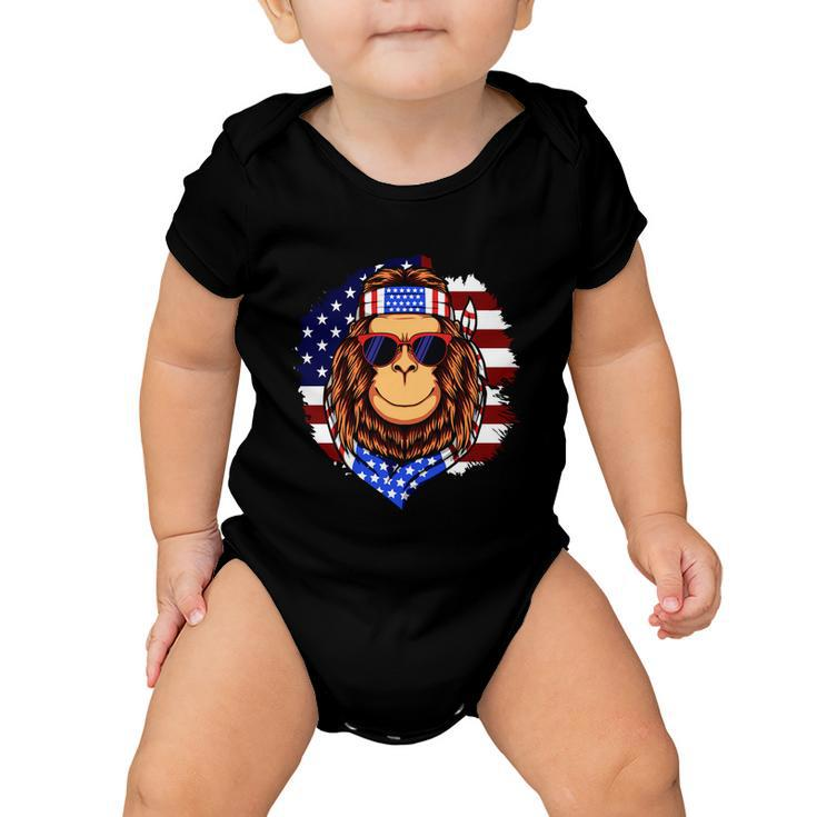 Fourth Of July American Independence Day Monkey Graphic Plus Size Shirt For Men Baby Onesie
