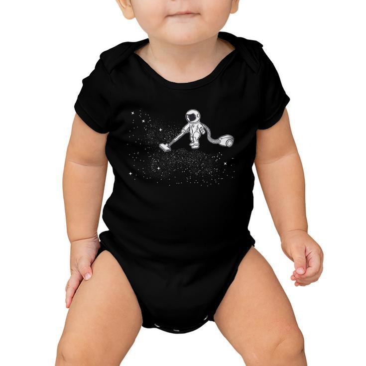 Funny Astronaut Vacuuming Galaxy Stars Baby Onesie