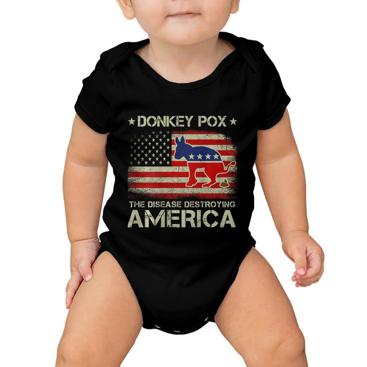 Funny Biden Donkey Pox The Disease Destroying Vintage America Flag Baby Onesie