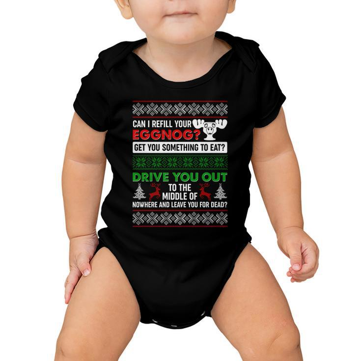 Funny Can I Refill Your Eggnog Ugly Christmas Sweater Baby Onesie