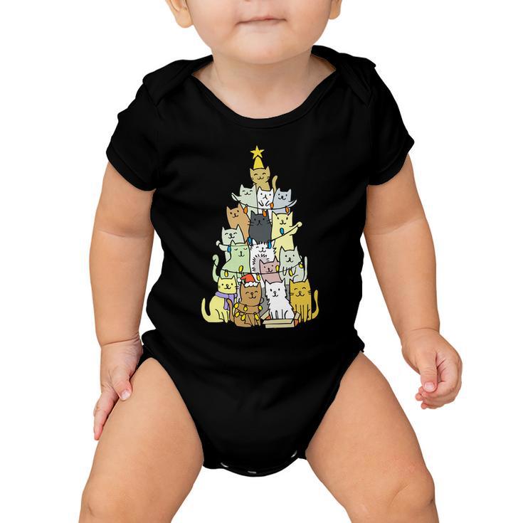 Funny Cat Christmas Tree Tshirt Baby Onesie