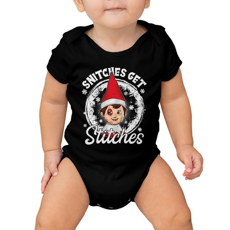 Funny Christmas Snitches Get Stitches Tshirt Baby Onesie