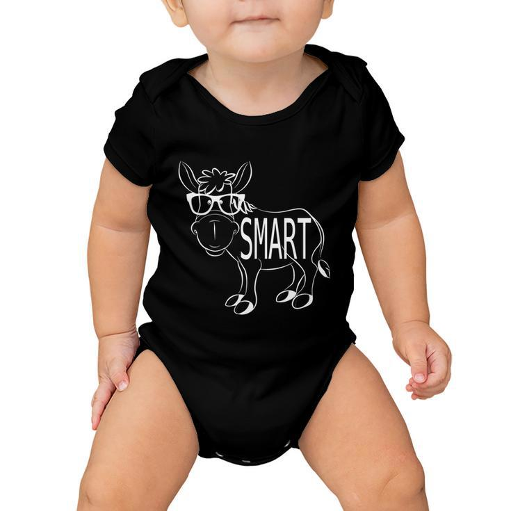 Funny Cute Sarcastic Smart Ass Donkey W Glasses Humorous Gift Baby Onesie