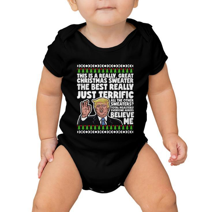 Funny Donald Trump Ugly Christmas Sweater Parody Speech Gift Baby Onesie