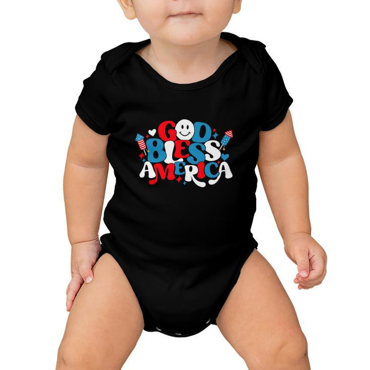 Funny Fireworks Hearts Usa 4Th Of July Patriotic Baby Onesie